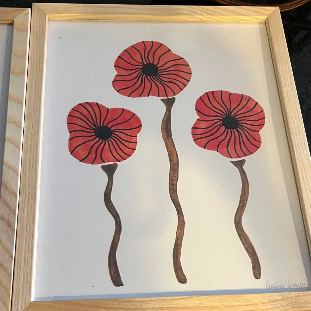 West Elm Red Floral Framed Art